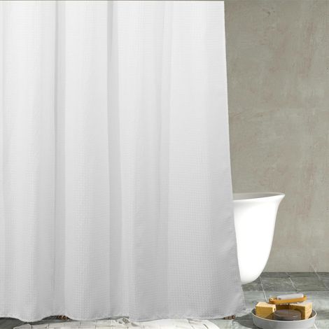 Rideau de douche gaufré blanc : rideau de douche en polyester texturé robuste pour salle de bain Anti-moisissure et hydrofuge Lavable 183 x 183 cm (1/5)