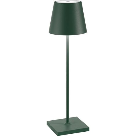 Zafferano Lampada a led da tavolo Poldina Pro Verde Scuro ricaricabile e dimmerabile con batteria fino a 12 ore