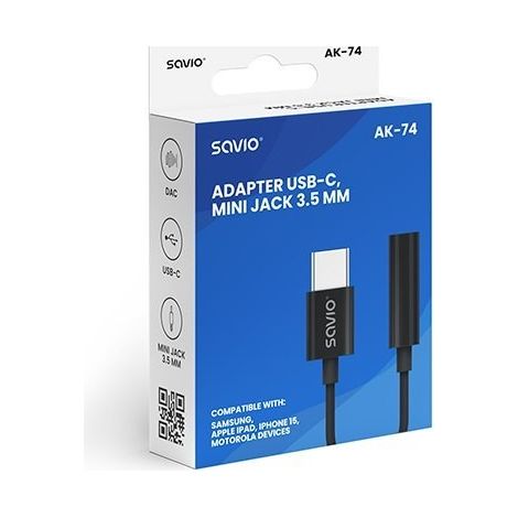 ADAPTADOR USB(C) - JACK 3.5 MM SAVIO AK-74