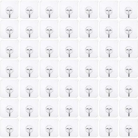 50 parts of hooks adhesives without drilling - Hook without drilling self-adhesive - Hook wall-mounted transparent - Hook adhesive transparent - Hook of door coat waterproof - Ideal for kitchen room (1/4)