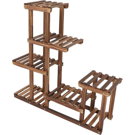 Mehrstufiger Pflanzenständer aus Holz für Balkon und Garten, Blumenständer und Präsentationsregal (1/5)