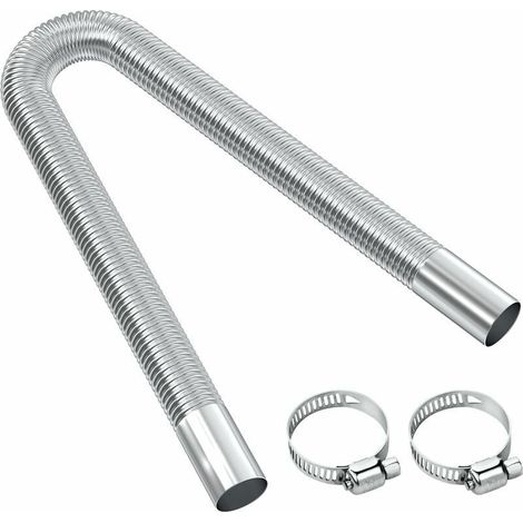 Tuyau d'échappement, 60cm Portable Flexible Tuyau d'échappement en Acier Inoxydable avec 2 Colliers en Acier IOnoxydable, Tuyau d'Echappement de Voiture(25mm) pour Chauffage Diesel Voiture (1/4)