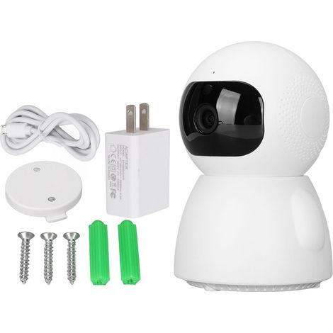 Caméra de surveillance intelligente 2K 3MP WiFi 360° panoramique, vision nocturne, suivi de mouvement, audio bidirectionnel, moniteur bébé animal, prise américaine 110-240V (1/5)