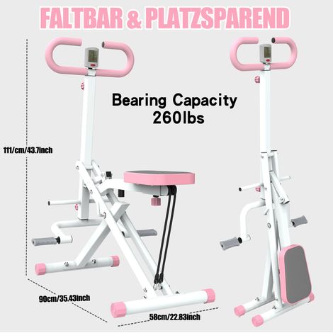 Máquina de sentadillas plegable 90x58x111 cm de acero rosa con bandas de resistencia – MEUBLIV (1/5)