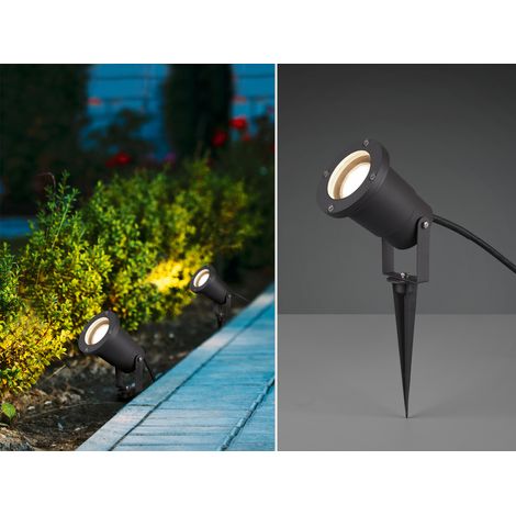 Gartenstrahler mit Erdspieß, 5m Anschlußkabel, Stecker & GU10 LED Ø 9cm (1/5)