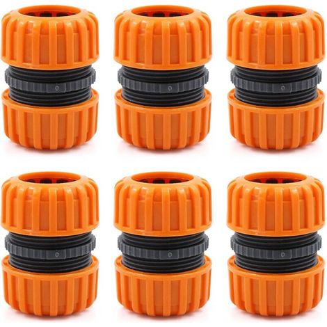 Kit de réparation de tuyau d'arrosage - 6 pièces pour raccorder 19 mm (3/4"), pour un raccordement facile et rapide ou un tuyau de réparation sans outils, jaune