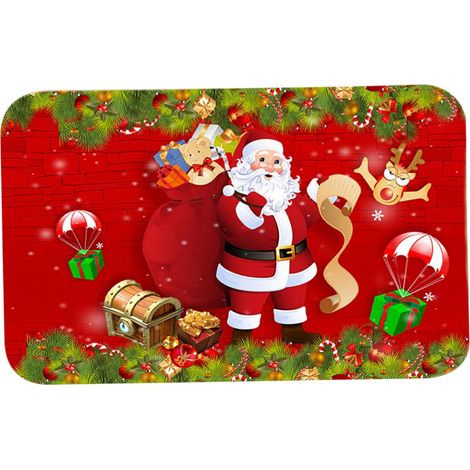 Fußmatte für den Eingangsbereich, 40 x 60 cm, rutschfest, Weihnachtsmann-Thema, Weihnachtsfußmatte, weihnachtliche dekorative Bodenmatte, geeignet für Wohnzimmer, Badezimmer, Weihnachtsdekorationen