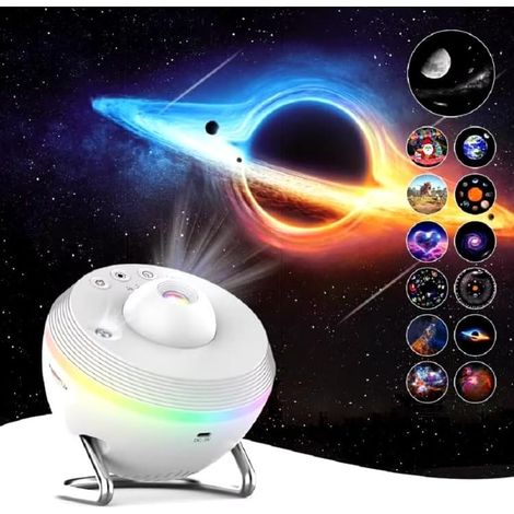 4K HD Galaxy-Projektor – Sternenhimmel-Nachtlicht – 13 Galaxy-Scheiben mit Sterneneffekt – Weiß