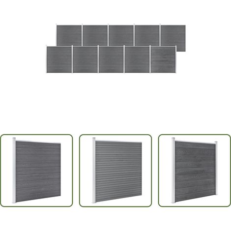 vidaXL Holz-Kunststoff-Verbundplatte -  Gartenzaun WPC 1737x186 cm Grau