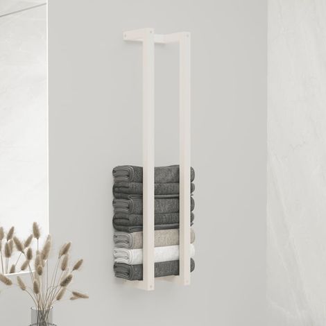 vidaXL Porte-serviette Blanc 23x18x110 cm Bois de pin massif