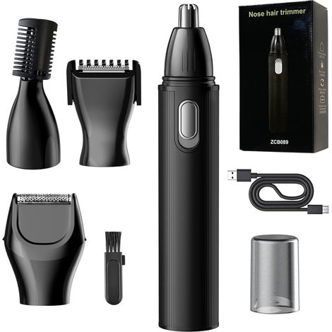 Tondeuse électrique multifonctionnelle pour poils de nez - Tondeuse 4 en 1 pour nez, oreilles, barbe et sourcils pour hommes (1/5)