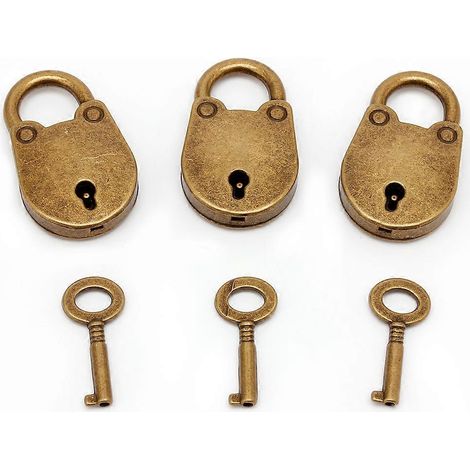 Mini cadenas anciens de style rétro, avec clés (lot de 3) (1/5)