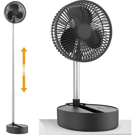 Ventilateur sur Pied Oscillant 10000 mAh, Ventilateur de Batterie Portable 20cm, Ventilateur de Bureau Rechargeable, 3 Vitesses, Réglable en Hauteur (1/5)