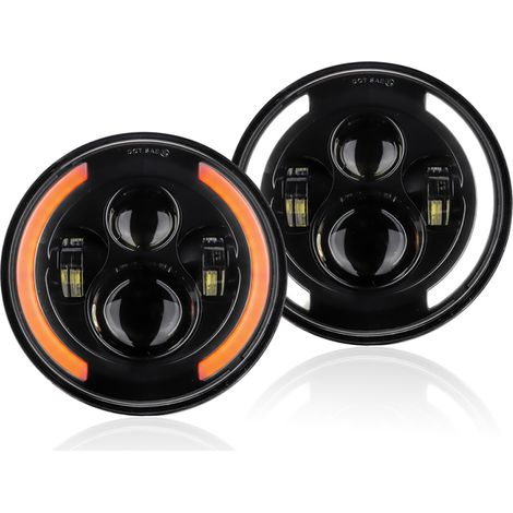 Faro LED redondo de 7 pulgadas para coche/moto, 12V/24V, compatible con Jeep Wrangler, intermitente retro. (1/5)