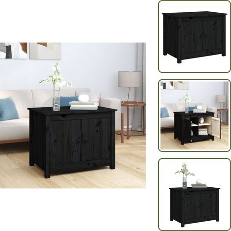 Table basse Noir 71x49x55 cm Bois massif de pin - Table Basse - Meuble TV - Table D'appoint - Table Ronde - Table Design (1/5)