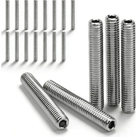 20 Pièces Vis Sans Tete en Acier Inoxydable M6, Vis Sans Tête à Six Pans Creux 40mm, Tige Filetée Creuse M6, pour L'assemblage D'équipements, D'éléments de Construction, Mobilier