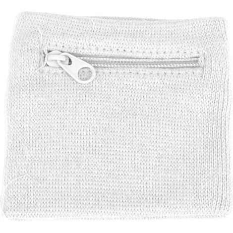 Bracelet de Sport Unisex avec Poche Zippée pour Argent et Clés - Accessoire de Poignet pour Course à Pied et Fitness (Couleur Blanc)