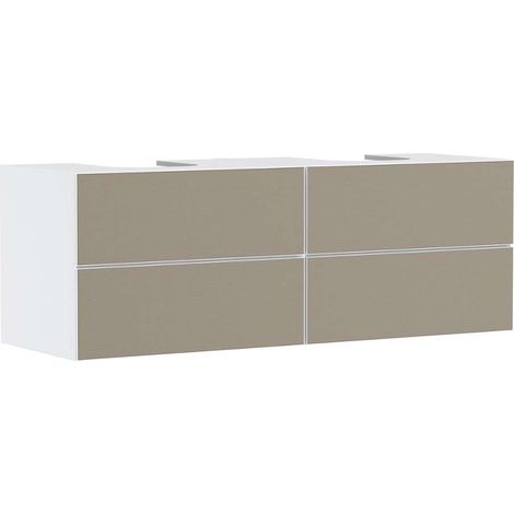 Meuble sous-vasque Xevolos E 1570x555x550mm blanc avec structure en bois foncé (1/5)
