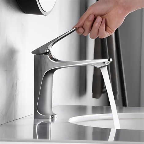 Mitigeur pour vasque, laiton, argenté, pour vasque et lavabo (1/3)