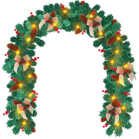 Wolketon Weihnachtsgirlande Künstliche Tannengirlande Grün 5m Lange Weihnachtsdekoration mit Fernbedienung - Außen & Innen