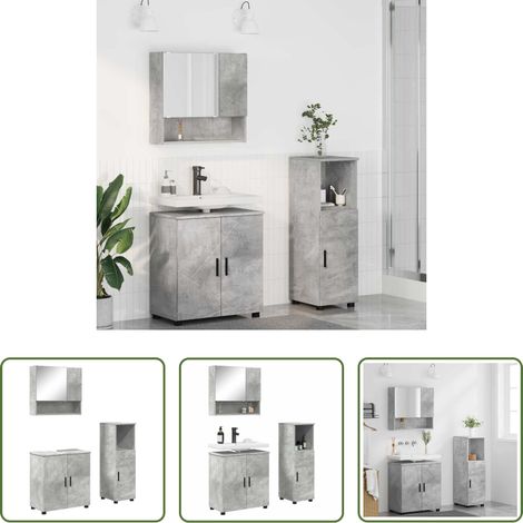 vidaXL Meuble sous lavabo -  Ensemble de mobilier de salle de bain 3 pcs Gris béton (1/5)