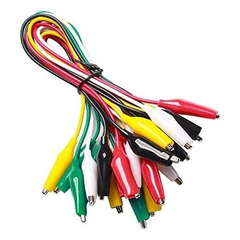 10pcs Soudé Fils de Test avec Pinces Crocodiles Câble de Test Isolé Clips à Double Extrémité (50cm) (1/5)