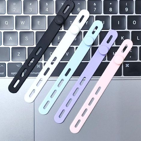 10-teiliges Set Silikon-Kabelbinder, elastische Aufbewahrungsbänder für den Schreibtisch – Ladekabelbänder – Für den Innen- und Außenbereich zu Hause, im Büro, im Auto, auf Reisen, für Kopfhörer und L (1/5)