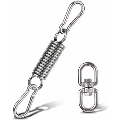 Kit de Suspension pour Hamac, Ressort pour Chaises-Hamac avec Mousquetons et Anneau Rotatif, Accessoire pour Chaise Hamac, pour Chaises de Porche Balançoires à Suspendre Crochets de Suspension