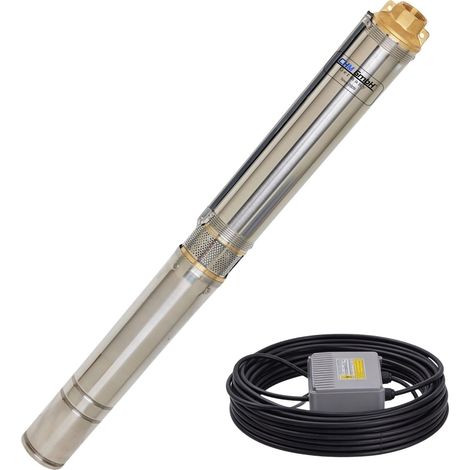 CHM GmbH® Tiefbrunnenpumpe 3 Zoll 370 Watt 2800 l/h 5,6 Bar Druck 20m Kabel 3% sandverträglich… (1/5)