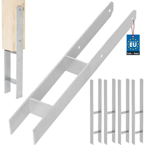 KOTARBAU® Kotarbau® Support de Poteau À Sceller - Support Poteau Bois en H 70x600 mm Lot de 4 - Pied de Poteau - Ancre Poteau Bois - Ancrage Poteau - Platine Poteau Bois - Acier Galvanisé - Argent (1/5)