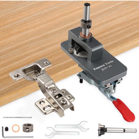 Gabarit de Percage Charniere 35mm,gabarit de charnière dissimulé,Hinge Cup Drilling Jig , localisateur de guide de perçage pour installation de charnière d'armoire de porte (1/5)