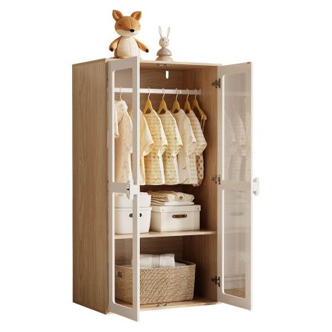 Armoire 80x50x150 cm Avec tringle à vêtements Étagères réglables Blanc naturel (1/5)