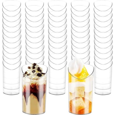 Lot De 30 Verres À Dessert En Plastique De 70 Ml, Corps Rond Incliné, Tasses À Dessert Réutilisables, Petites Tasses À Dessert En Plastique Avec (1/4)