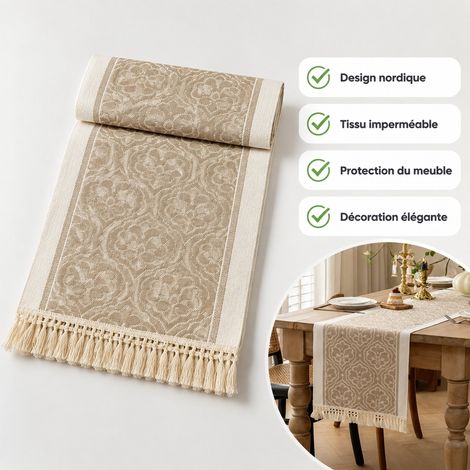 Chemin de Table Nordique Cafe 35 x 120 cm Polyester Impermeable pour Salle a Manger (1/4)