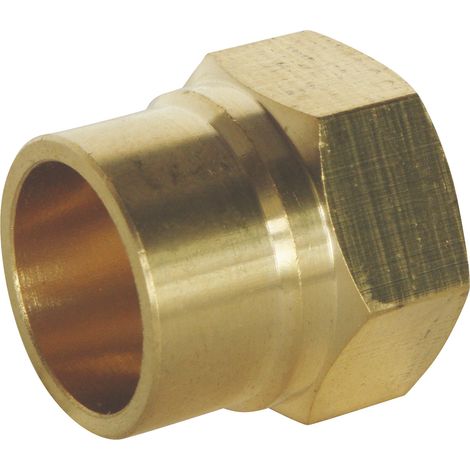 Raccord laiton droit à souder - Femelle 15/21 - Tube cuivre Ø16- Sachet 2 pièces