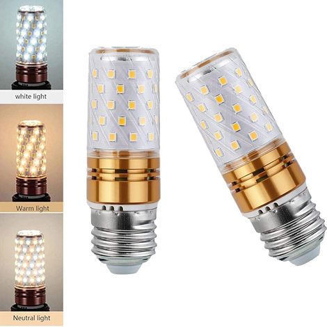 Ampoule économique LED E27 16W, 3 températures de couleur réglables (3000-6000K), 1600lm, utilisable à l'intérieur et à l'extérieur - Or (Lot de 2) (1/5)