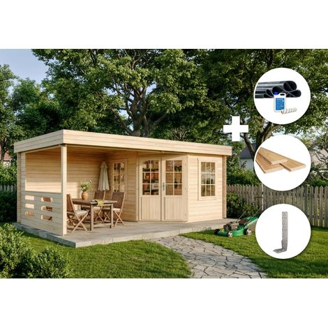 ECO Set - Abri de jardin Hanna Naturel , 34 mm Épaisseur paroi 598 x 322 cm (1/4)