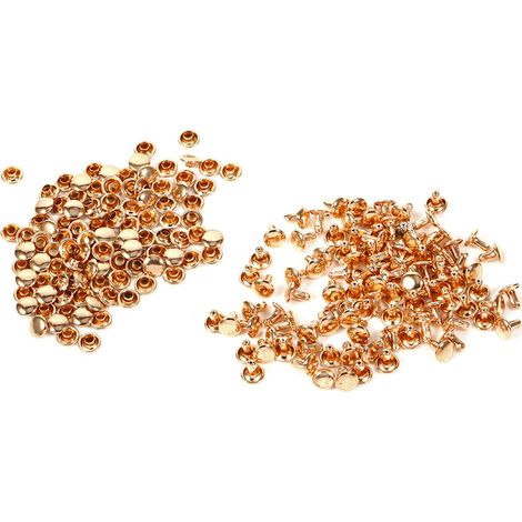 100 Sets 8 x 8 mm Doppelkappennieten Metall Leder Handwerk Reparaturen Nieten Spike Dekoration (Gold) (1/5)