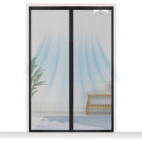 Magnetisches Fliegengitter für Balkontür 115x210cm, Insektenschutz mit Klett, Schwarz (1/5)