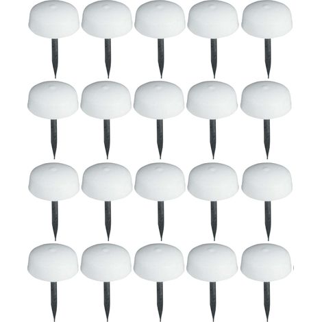 20x Amortisseur de butée universel à clouer plastique delrin blanc et acier Ø8,5mm Porte Meuble Butoir Placard Cuisine Séjour Salle de bain