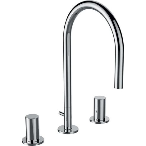 Mitigeur lavabo 3 trous KARTELL saillie 165 mm avec vidage chromé LAUFEN