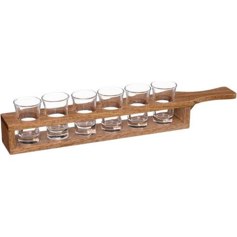 6 Bicchierini Shot cl.2,4 con Supporto in Legno (1/4)