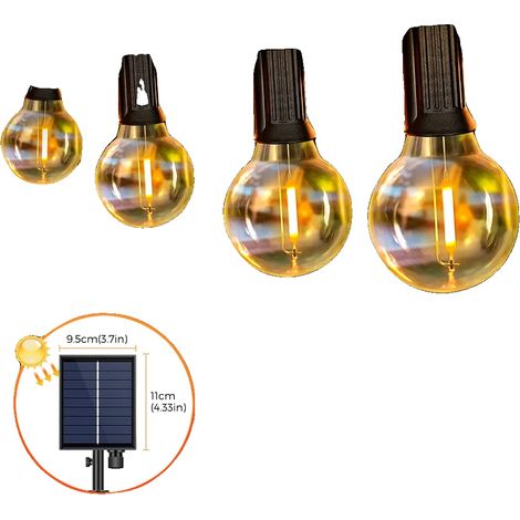 Guirnalda de luces para exteriores, bombillas irrompibles, control remoto, 7 m, 10 luces. (1/2)