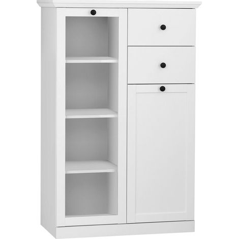 BrandsonBaxter Vitrine 81 x 129 cm 2 Türen, 2 Schubladen weiß.