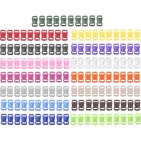 150PCS Latérale en Plastique Mini Boucles,3/8 Pouce Boucles Réglables Couleur 10mm Latérales en Plastique Enfichables pour Paracord Bracelets,Collier de Chien Sangle,Sangles de Sac à Dos (1/5)