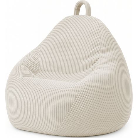Pouf poire déhoussable velours côtelé - 105x85 cm beige