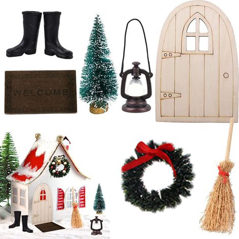 Ensemble Porte De Lutin Noël - Accessoires Décoratifs Maison De Poupée 1/12 - Décoration Arbre Festif - Lot De 1 (1/5)