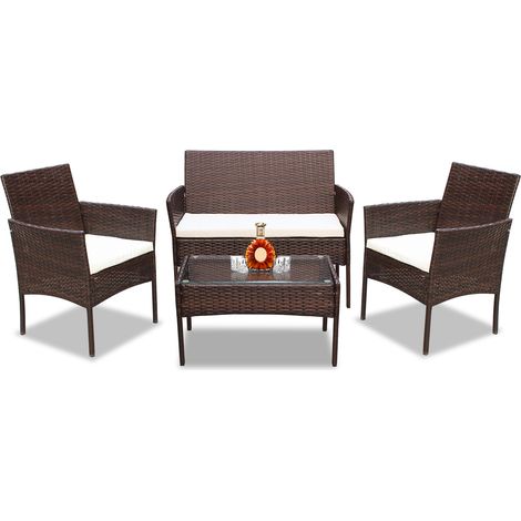 Wolketon Gartenmöbel Gartenset Gartenlounge Rattanmöbel Sitzgruppe Garnitur Balkon braun