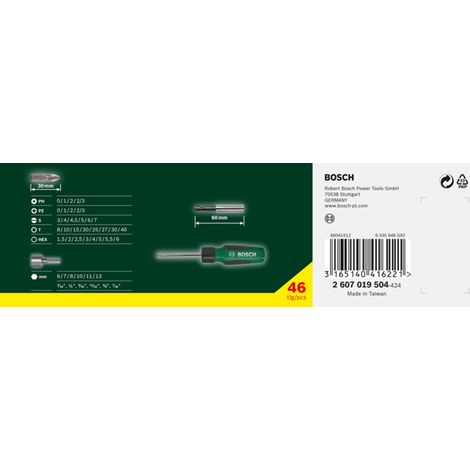 Bosch Accessories Promoline 2607019504 Bit-Set 46teilig Schlitz, Kreuzschlitz Phillips, Kreuzschlitz (1/5)