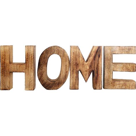 Lettres en bois de manguier à poser HOME – Dimensions 14x20x3,5 cm – Décoration murale moderne et élégante – Poids léger 0,28 kg – SIL
